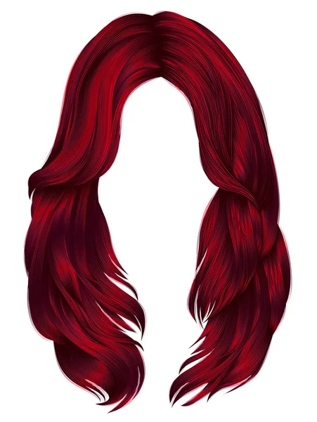 Mujer de moda pelos largos Colores rojos. moda de belleza. realista — Vector de stock