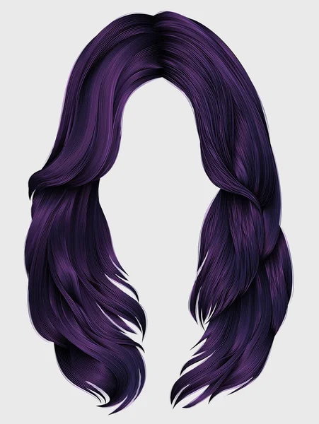 Donna alla moda capelli lunghi colori viola. moda di bellezza. reali — Vettoriale Stock