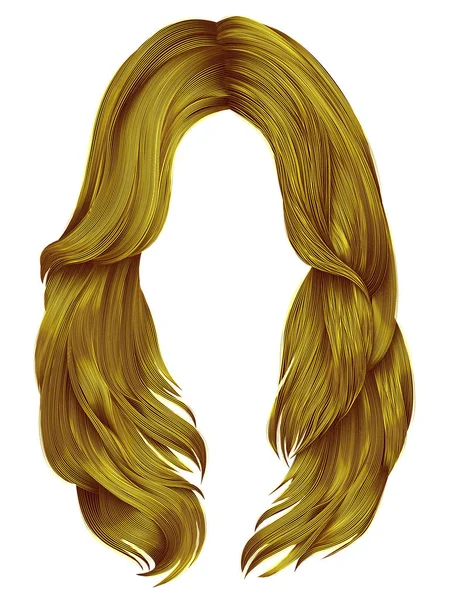 Donna alla moda capelli lunghi giallo brillante colors.beauty moda. grafica realistica 3d — Vettoriale Stock