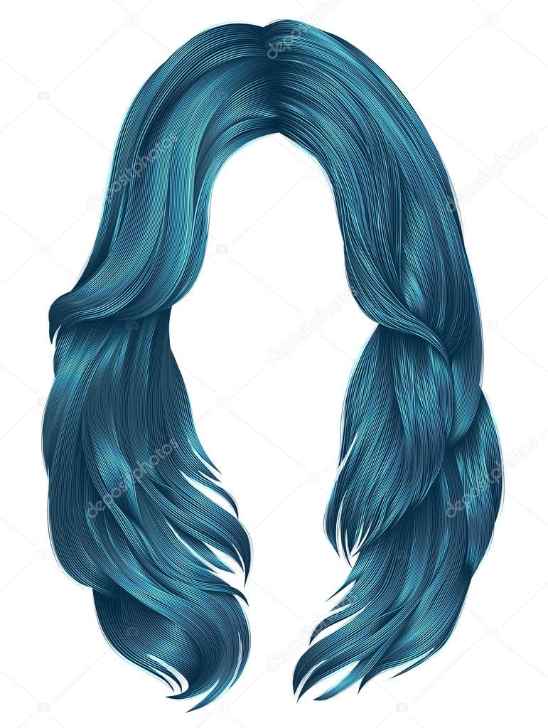 trendy woman long hairs blue colors .  beauty fashion .   realistic  graphic 3d