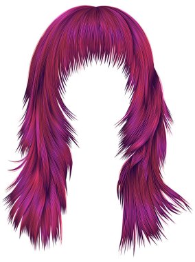  trendy kadın uzun tüyleri parlak pembe renkler. Güzellik moda style.realistic 3d.