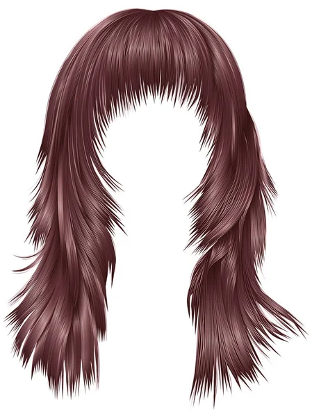 トレンディな女性長い毛はピンク銅色です。美容ファッション style.realistic 3d. — ストックベクタ