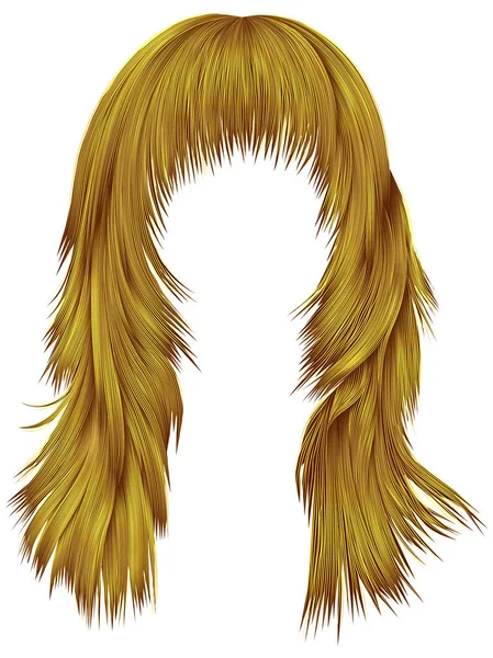 Mulher na moda cabelos longos cores amarelas brilhantes. beleza moda style.realistic 3d . — Vetor de Stock