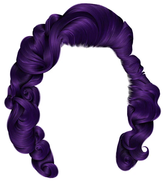 Модная женщина волосы фиолетовые цвета. мода красоты. ретро стиль — стоковый вектор