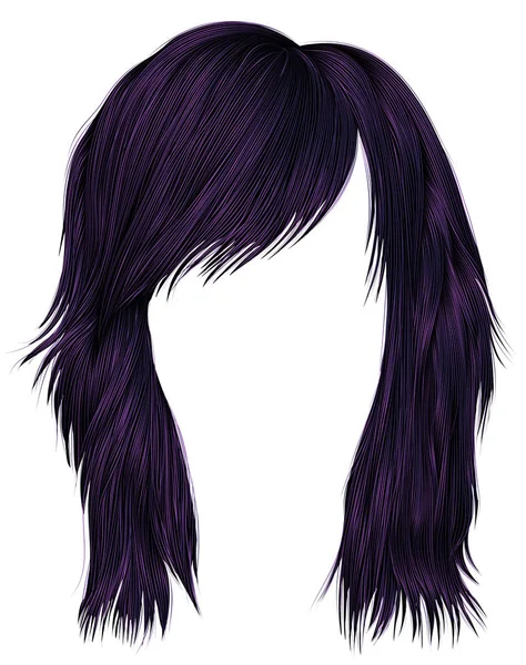 Divatos nő szőrszálak lila szín. közepes hosszúságú. szépség-stílus — Stock Vector