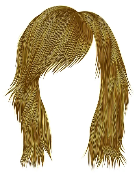 Модні жіночі волосся яскраво-жовтого кольору. середня довжина. стиль краси моди  . — стоковий вектор
