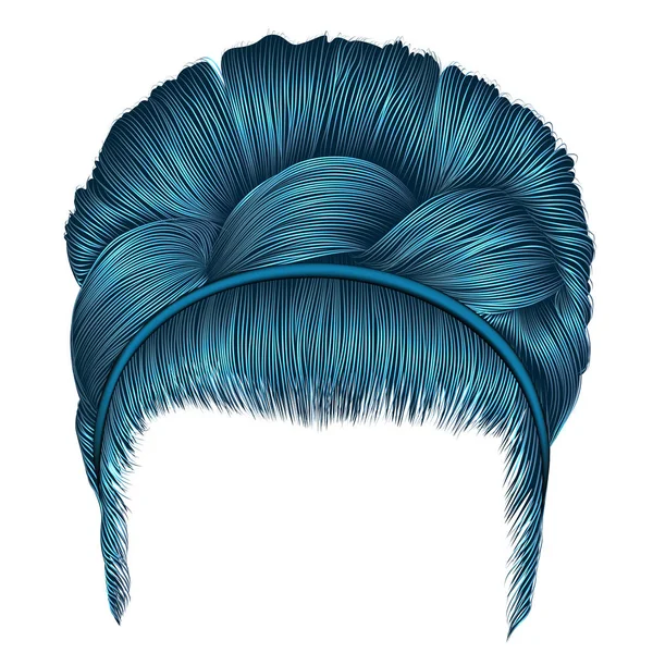 Babette de pelos con coleta de colores azules. moda de las mujeres de moda — Vector de stock