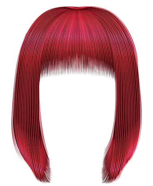 Módní vlasy červené barvy. Kare třásně. móda krása — Stockový vektor