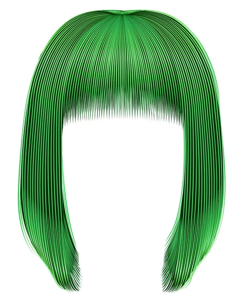 Pelos de moda colores verdes. Kare Fringe. belleza moda estilo — Archivo Imágenes Vectoriales