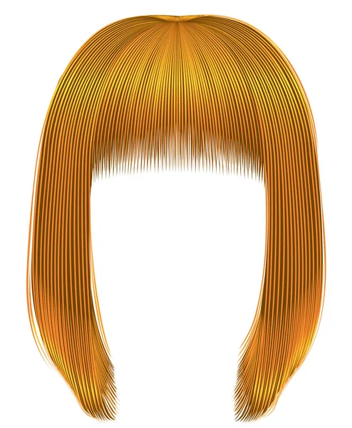 Trendy haren heldere gele kleuren. Kare fringe. de stijl van de manier van de schoonheid — Stockvector