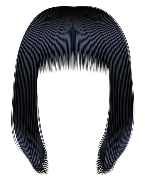 Trendy hairs brunette black colors . kare fringe . beauty fashion style — Stock Vector