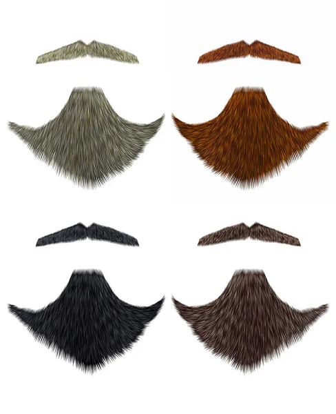 Set vettore Barba e baffi colori diversi . — Vettoriale Stock