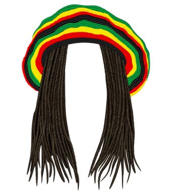 Jamaican rasta hat.Hair dreadlocks.reggae .funny avatar clipart