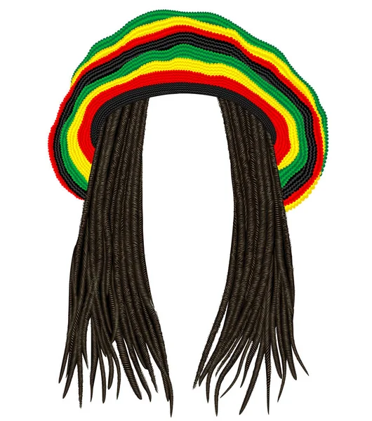 Jamaika rasta şapka. Saç dreadlocks.reggae .garip avatar — Stok Vektör