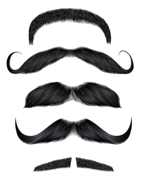 Set vector mustache black colors. — Stock Vector