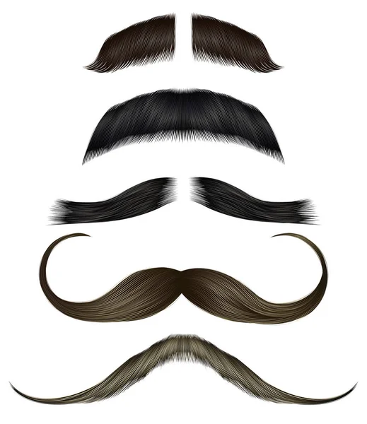 Ensemble moustache vectorielle de différentes couleurs . — Image vectorielle