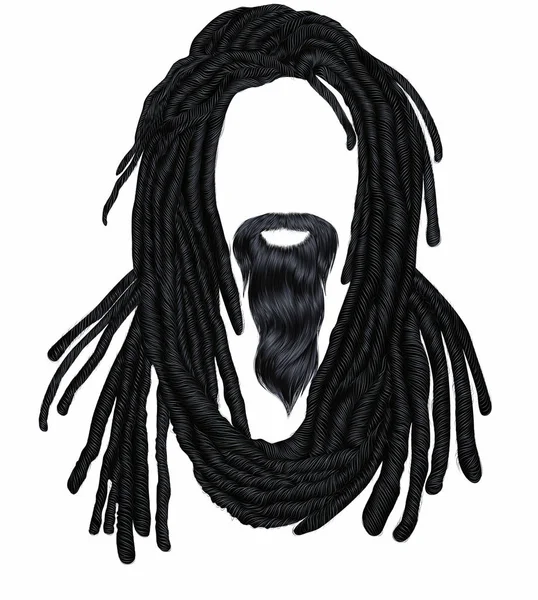 Indian sadhu hairstyle With beard.Hair dreadlocks.. funny avatar . — стоковый вектор