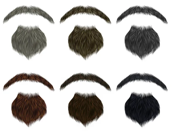 Conjunto de barba longa e bigode diferente colors.fashion beleza sty —  Vetores de Stock