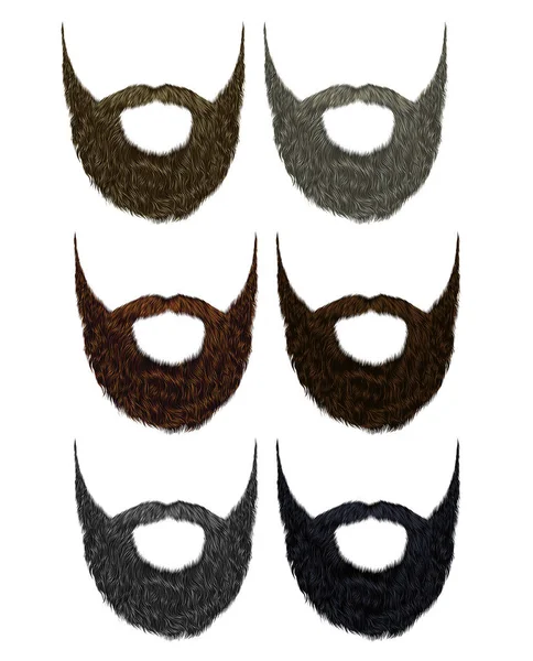 Set long  beard and mustache different colors. fashion beauty style . — Stock Vector