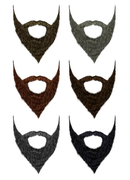 Встановити Довгу Бороду Вуса Різних Кольорів Модний Стиль Краси — стоковий вектор