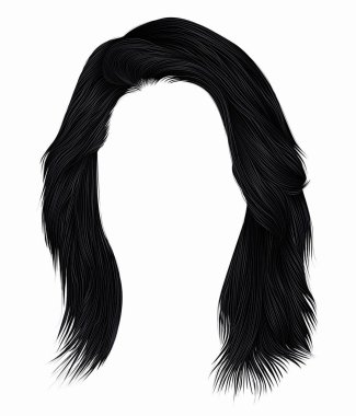 trendy  woman  hairs brunette black  color . medium length . bea clipart