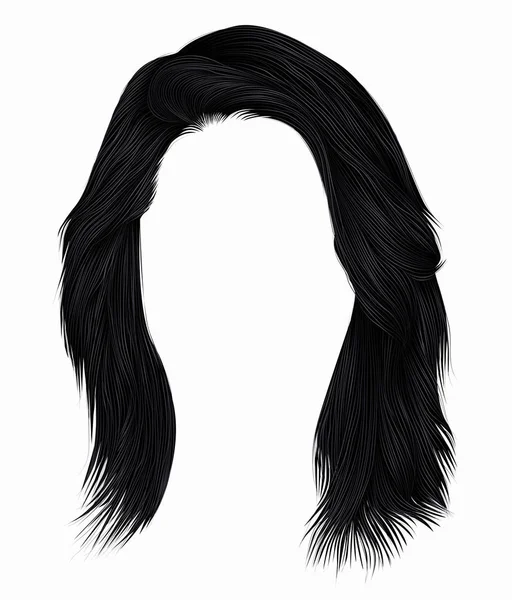Trendy  woman  hairs brunette black  color . medium length . bea — Stock Vector