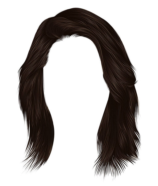trendy  woman  hairs  dark  brown   color . medium length . beau