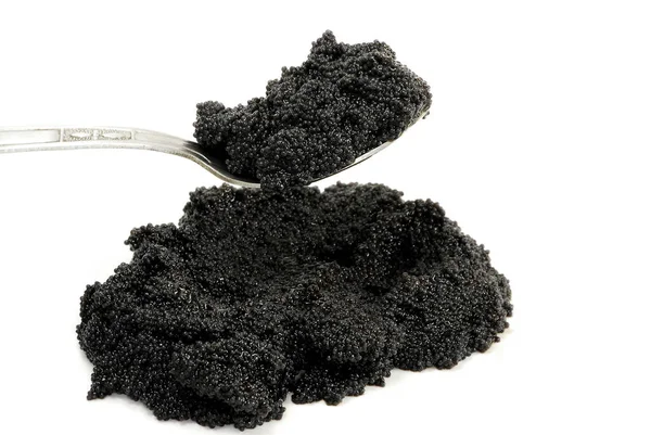 Caviar negro con cuchara — Foto de Stock