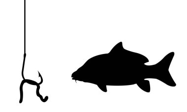 Bir balık baited yumuşak silueti 