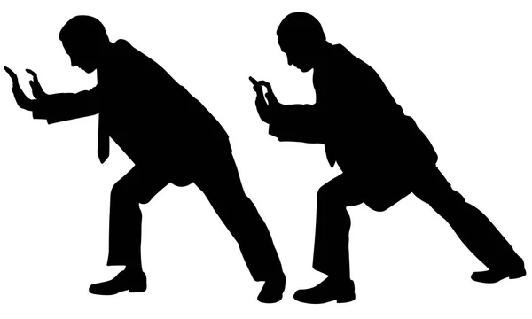 Illustration de silhouettes de personnes poussant — Image vectorielle