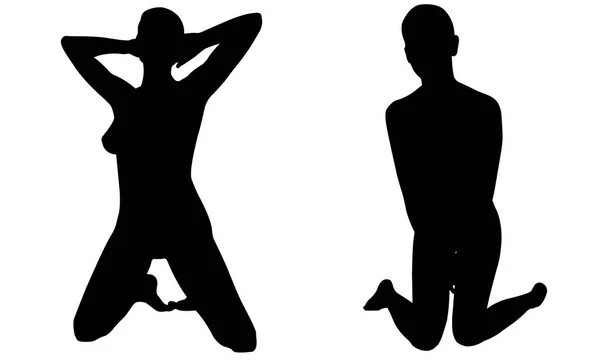 Silhouettes de femmes à genoux — Image vectorielle