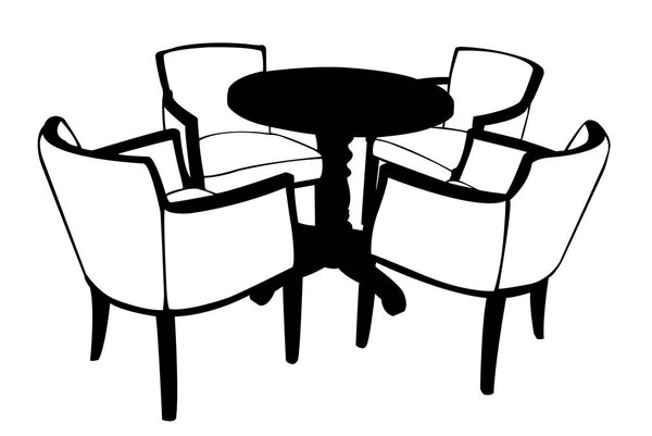 Illustration of table with chairs 