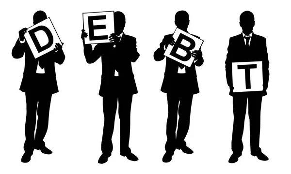 Silhouettes of businessmen holding panels — Stock Vector