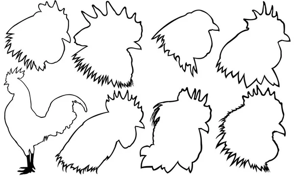 Conjunto de cabezas de gallo — Archivo Imágenes Vectoriales