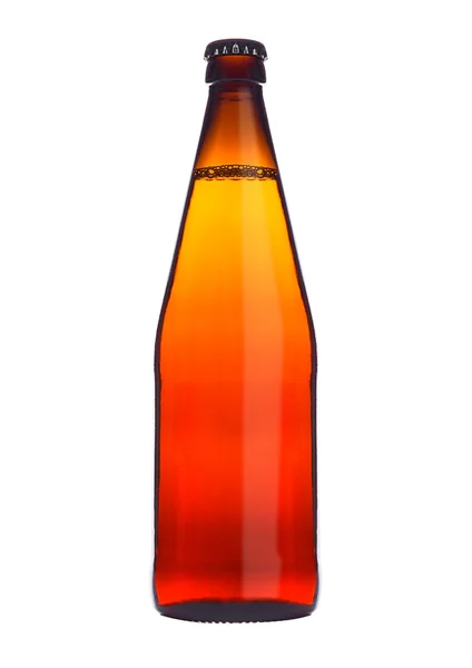 Fles cider oranje bierglas geïsoleerd — Stockfoto