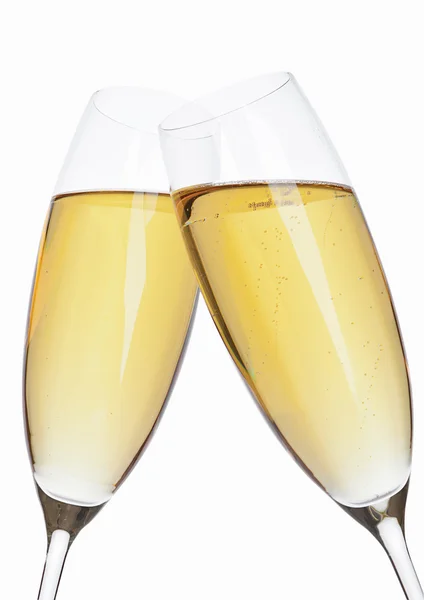 Glasses of sparkling champagne with bubbles white — Stock Photo, Image