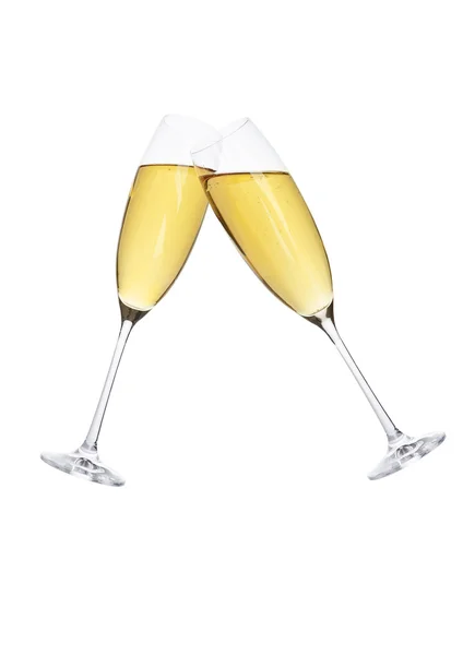 Бокалы шампанского в движении для вечеринки — стоковое фото