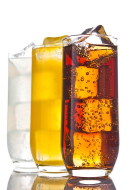 Gözlük kola portakal soda ve limonata buz ile
