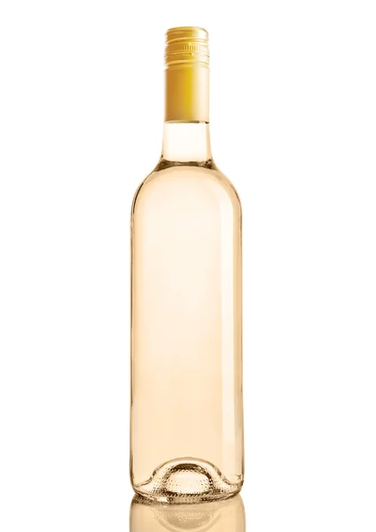 Flasche Weißwein goldene Farbe auf weiß — Stockfoto