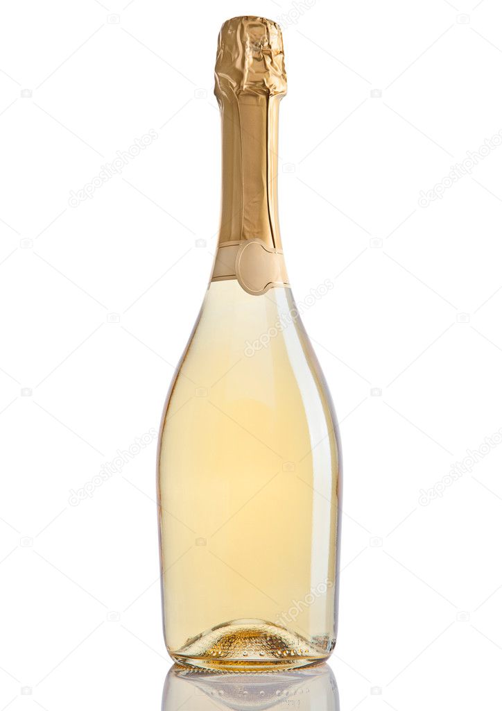 Download Bottle Of Champagne Golden Yellow Color On White Stock Photo C Denismart 127876790 PSD Mockup Templates