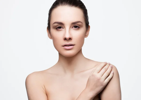 Beautiful woman girl with natural healthy makeup — Stock Photo, Image