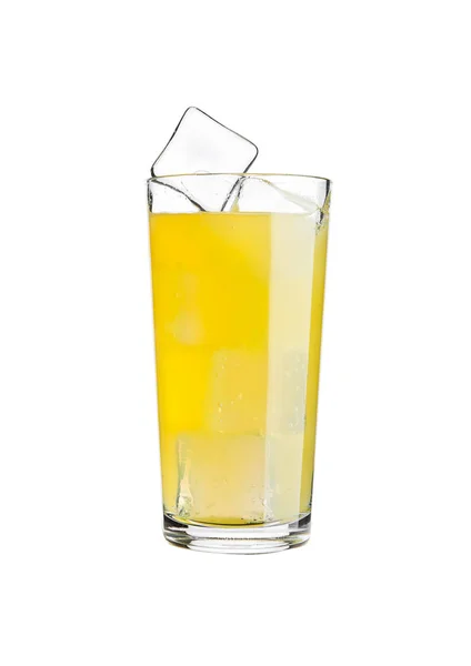 Glass of orange soda drink cold with ice cubes — Stock Photo, Image