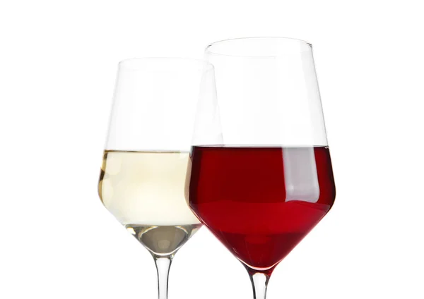 Vasos de vino tinto y blanco sobre blanco —  Fotos de Stock