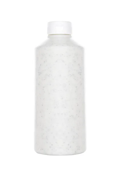 白のプラスチック容器にミント クリーム ソース — ストック写真