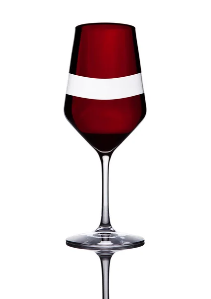 Glass of red wine with reflection on white — Stock Photo, Image