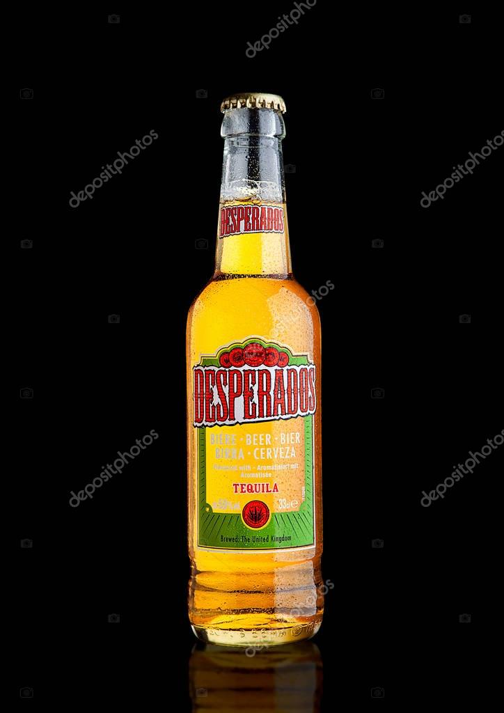 LONDON, UK - DECEMBER 15, 2016: Bottle of Desperados beer, lager flavored with tequila is a popular beer produced by Heineken and sold in over 50 countries.