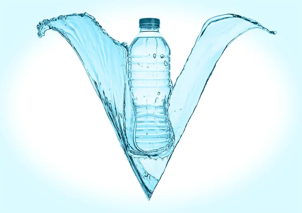 Bottle of still healthy water with splashes — Stock Photo, Image