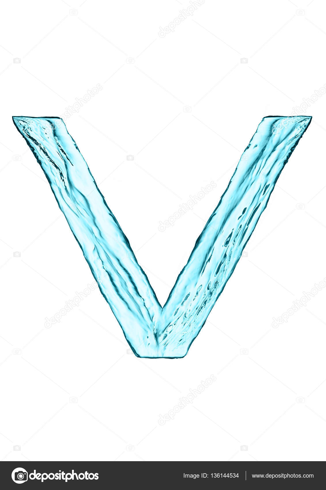 Lettera Iniziale V Con Luce Di Colore Blu Di Acqua Foto