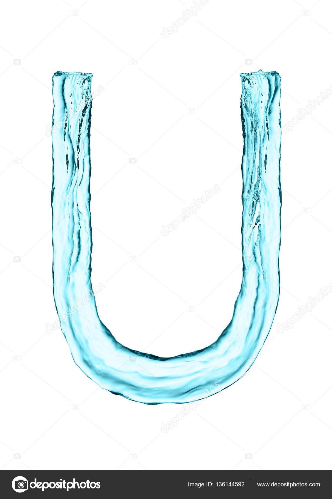 Lettera Iniziale U Con Luce Di Colore Blu Di Acqua Foto