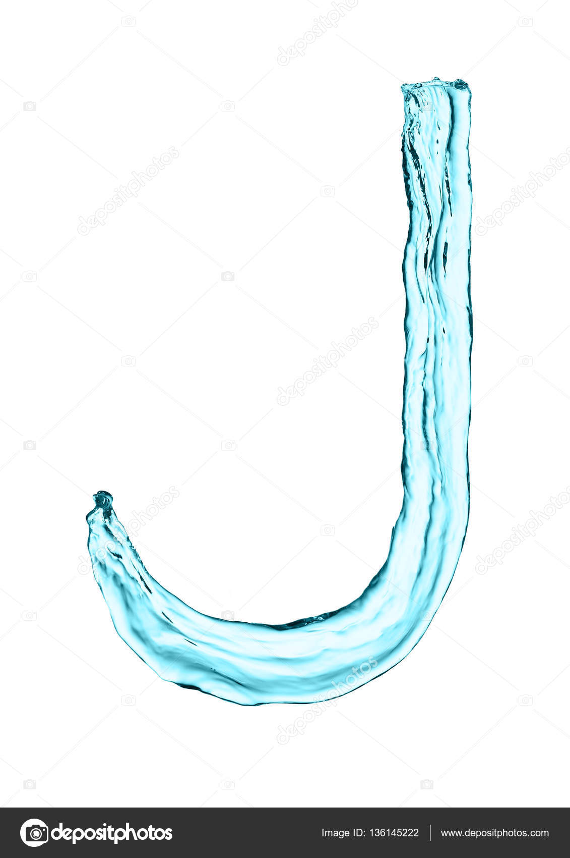Water letter J met licht blauwe kleur ⬇ Stockfoto, rechtenvrije foto door © DenisMArt #136145222
